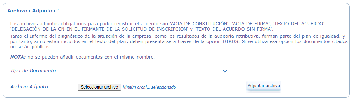 relacion de documentos Registro en el REGCON del Plan de Igualdad 5