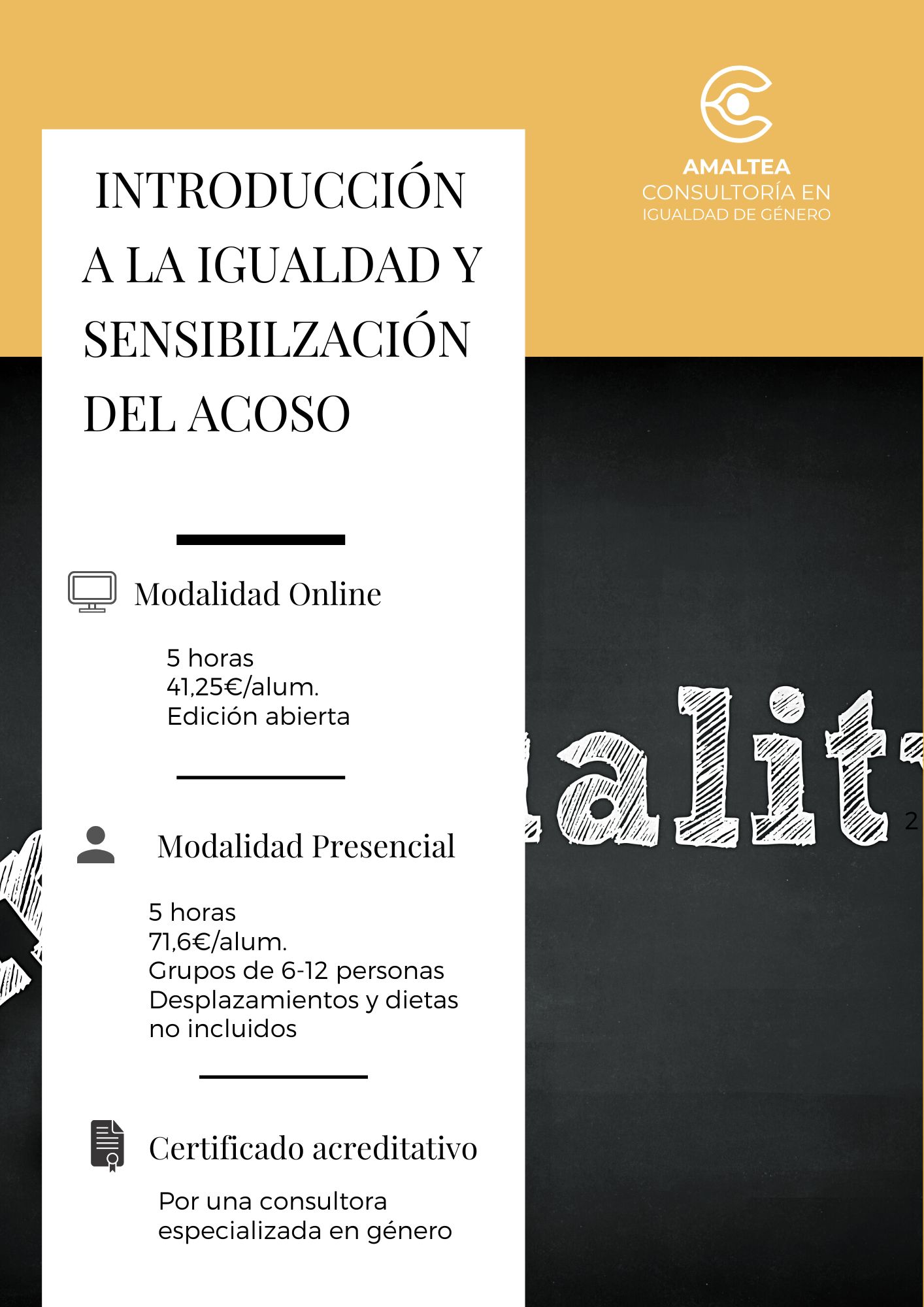 5h Introducción Igualdad y sensibilización acoso Introducción a la igualdad y sensibilización frente al acoso (5h) 1